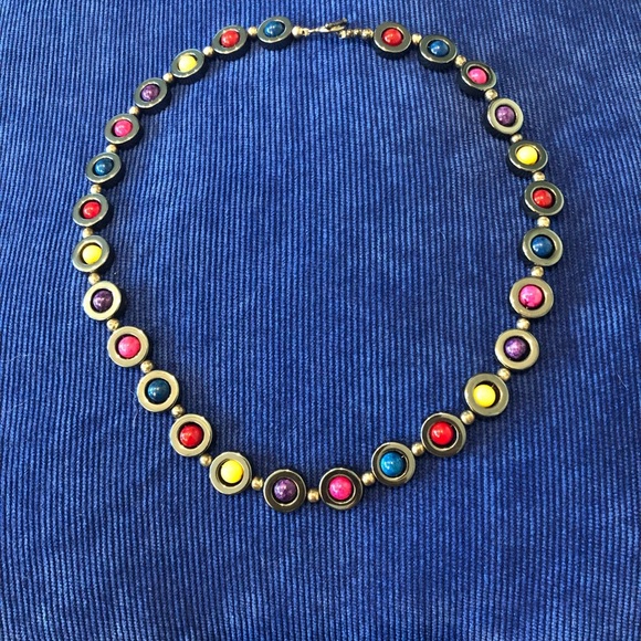 Handmade hematite and stone necklace - Picture 4 of 8